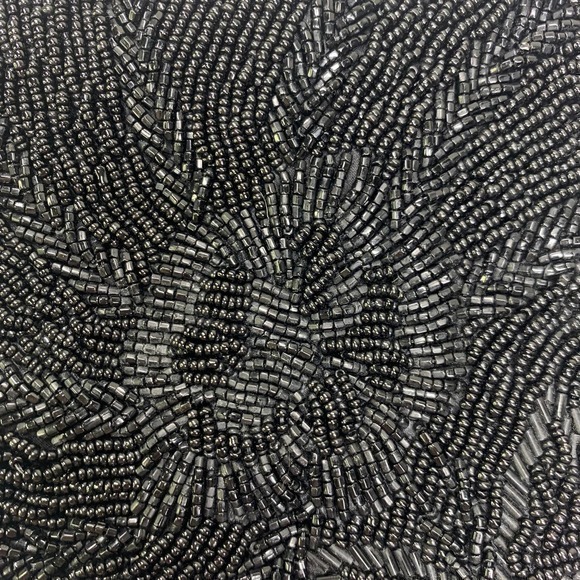 LA REGALE Black Beaded Evening Hand Bag w/Shoulder‎ Chain Strap - Picture 11 of 11